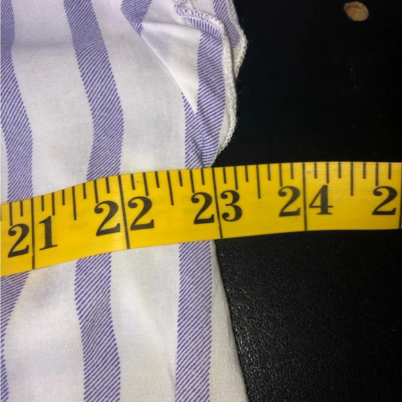 Grand&Greene Button Up Shirt L Striped Purple White Short Sleeve Boho Liteweight - Picture 3 of 11